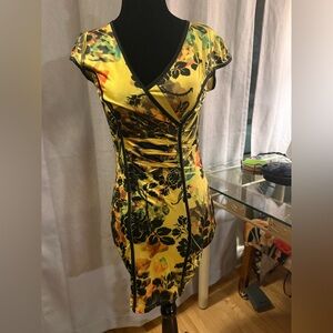 Floral Dress in Yellow and Black